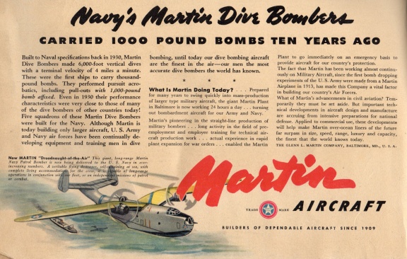 Martin Aircraft Company ad for 1941